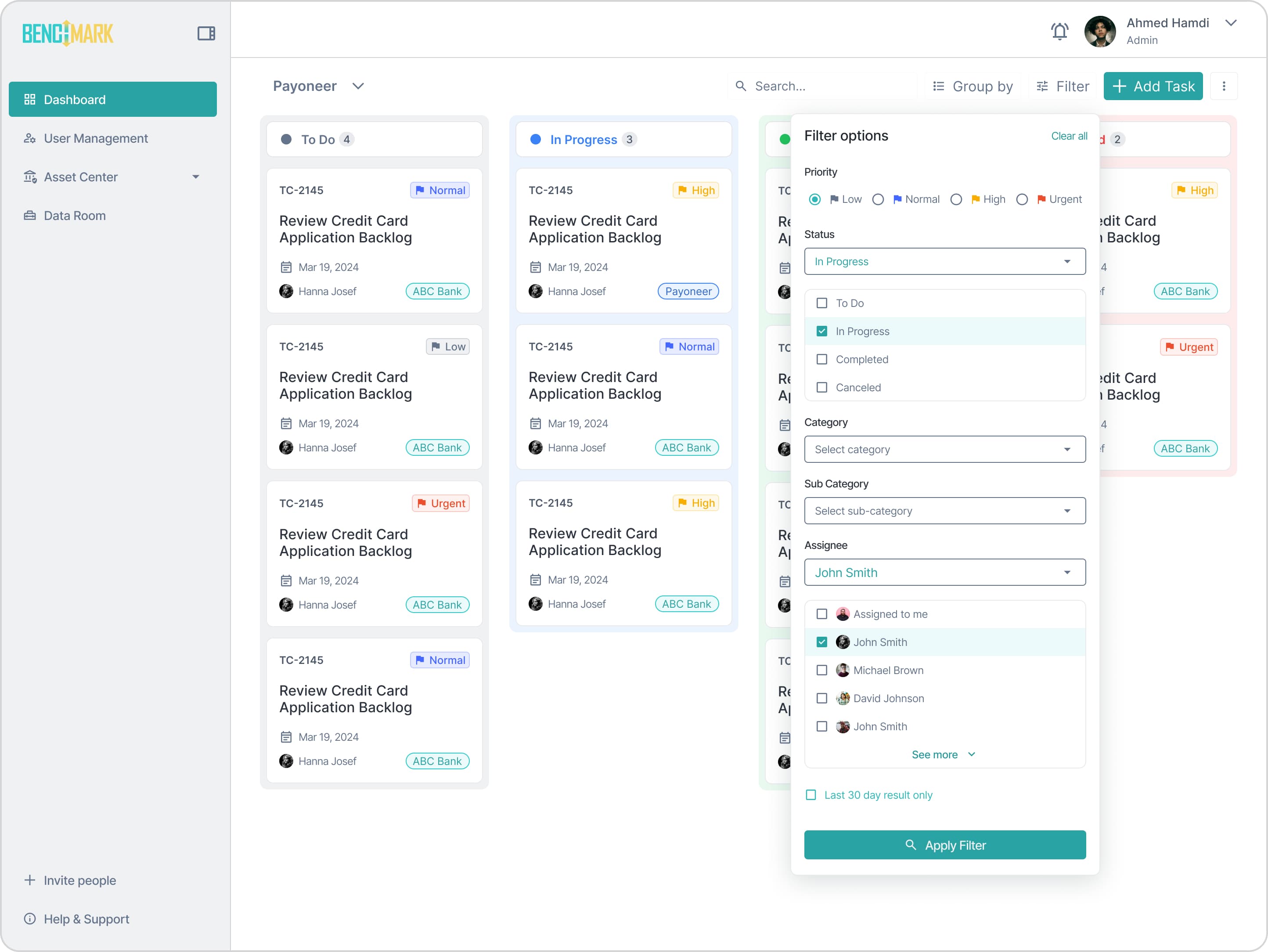 Project management tool for fintech