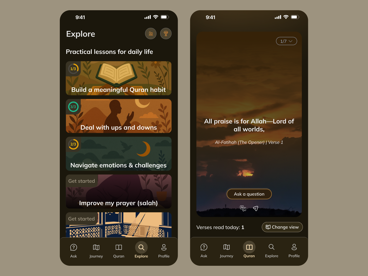 Explore is where the catalogue impulse fought hardest. Every app I'd seen surfaced lists of lectures by length. Every list drowned the new user. I replaced lists with topic cards sized to one sitting. The next-best topic always sits at the bottom of the current one.