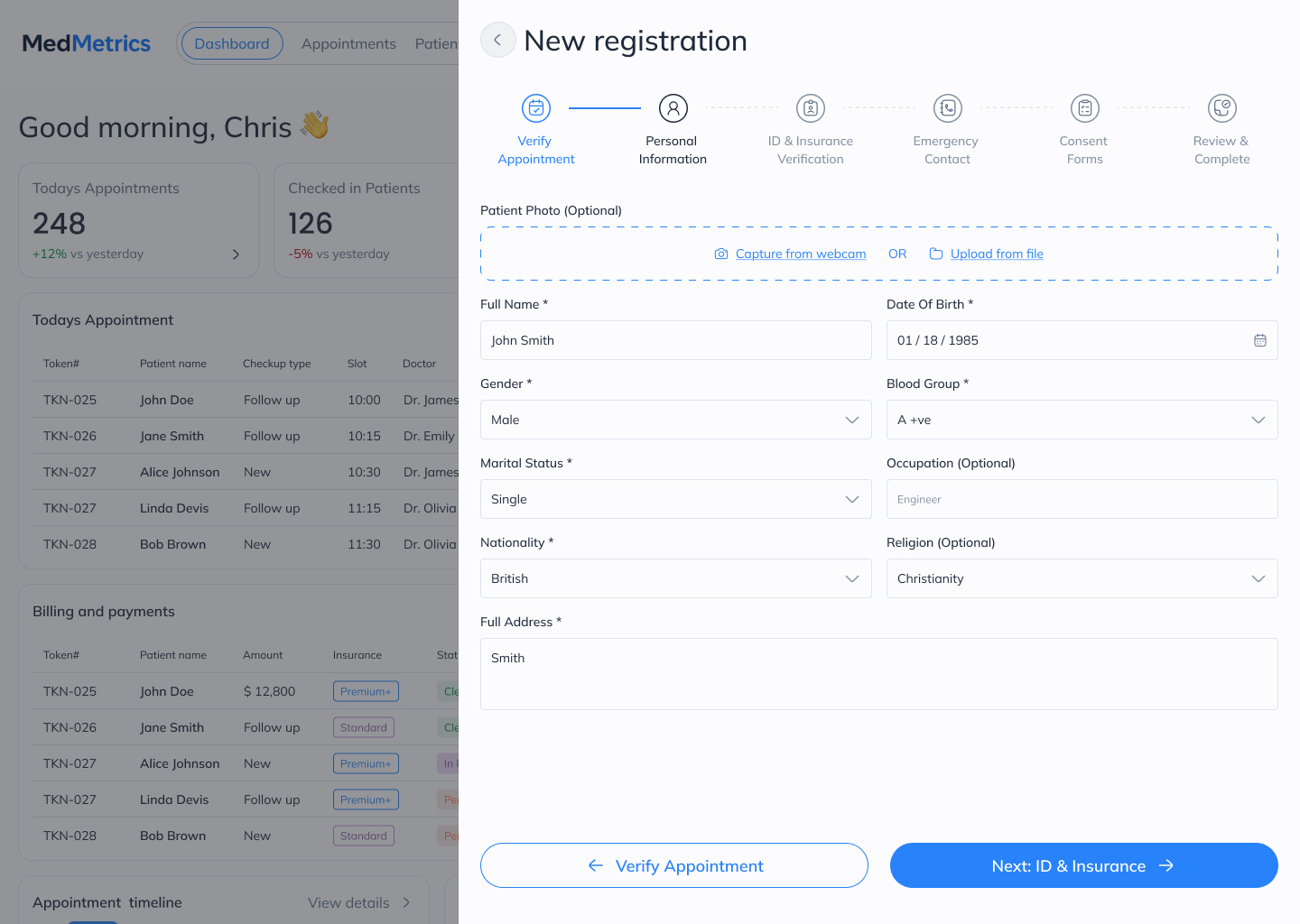 MedMetrics patient registration